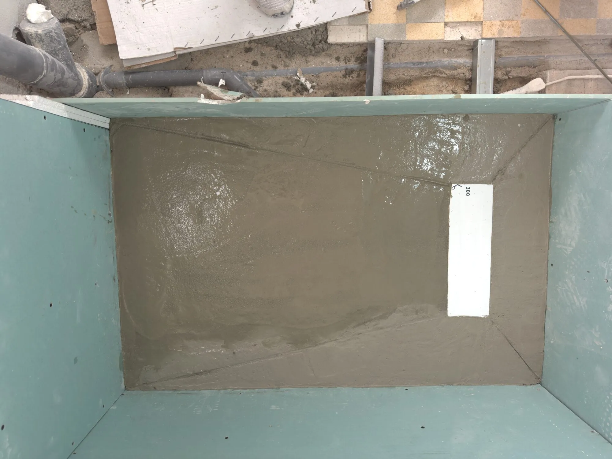 Receveur de douche à l’italienne en préparation